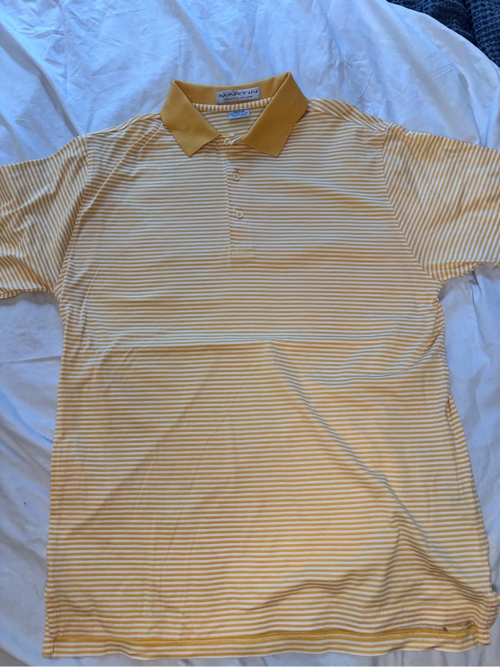 Martin Men’s M 100% Pima Cotton Golf Polo Yellow Stripe